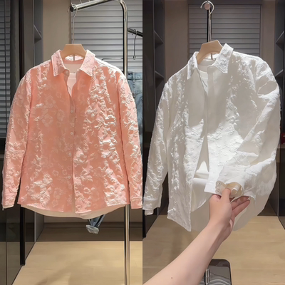 秋季新款男士长袖衬衫设计感外套