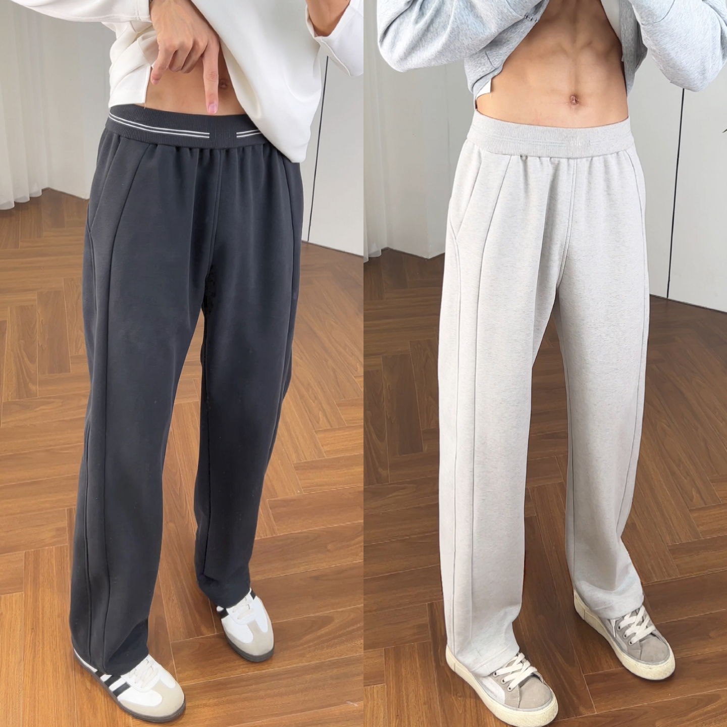 休闲裤男款2025秋季直筒裤拼接字母腰头百搭垂感阔腿裤男女款卫裤