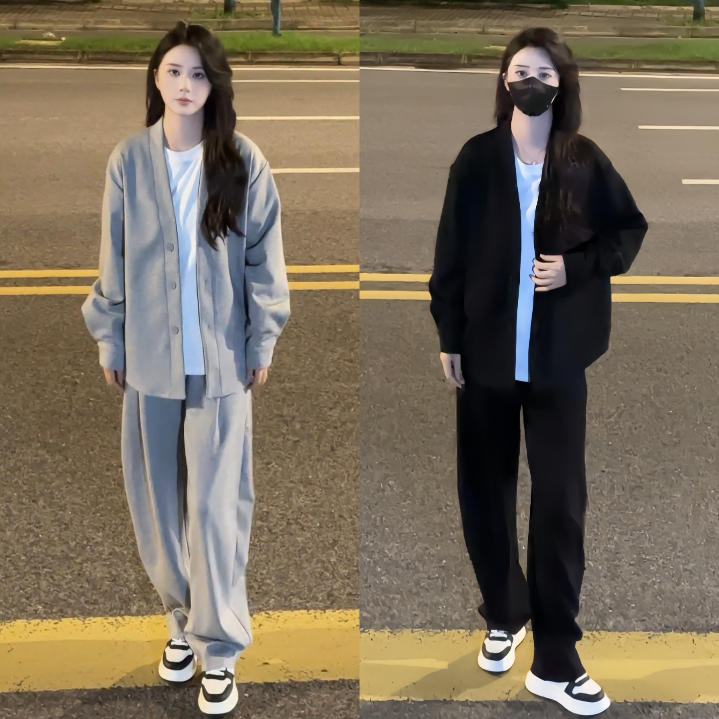 直播间同款新款秋季休闲风长裤时尚套装设计感长袖套装男女同款潮