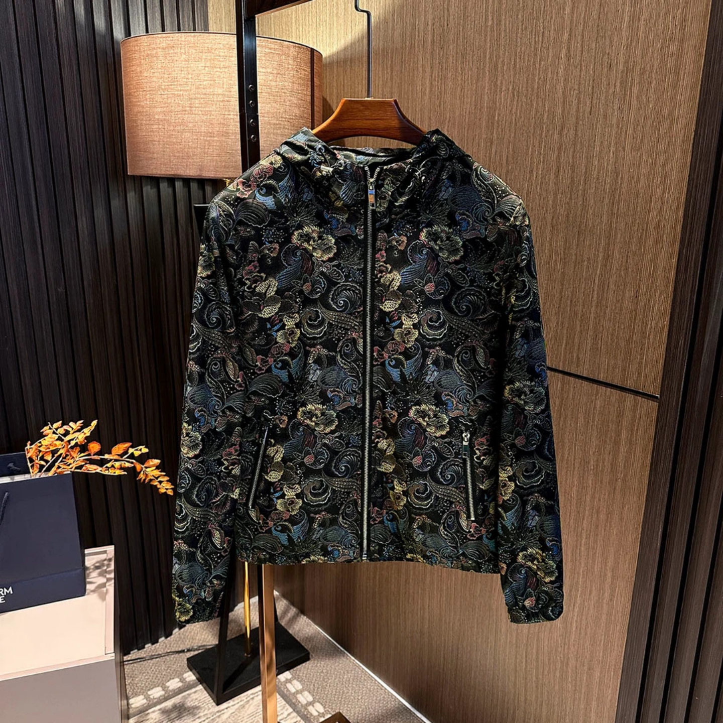 满印新中式国风2026春装新款男士轻奢高级连帽时尚夹克外套高品质