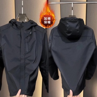 秋冬新款加棉男连帽夹克外套秋季潮流欧货轻奢百搭高品质户外商务