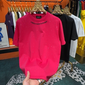 舒适透气高品质潮 潮流男女同款 2025年重工烫钻满天星短袖 体恤时尚