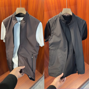 春季爆款男士双面商务休闲立领老钱风简约高级感马甲上衣百搭气质