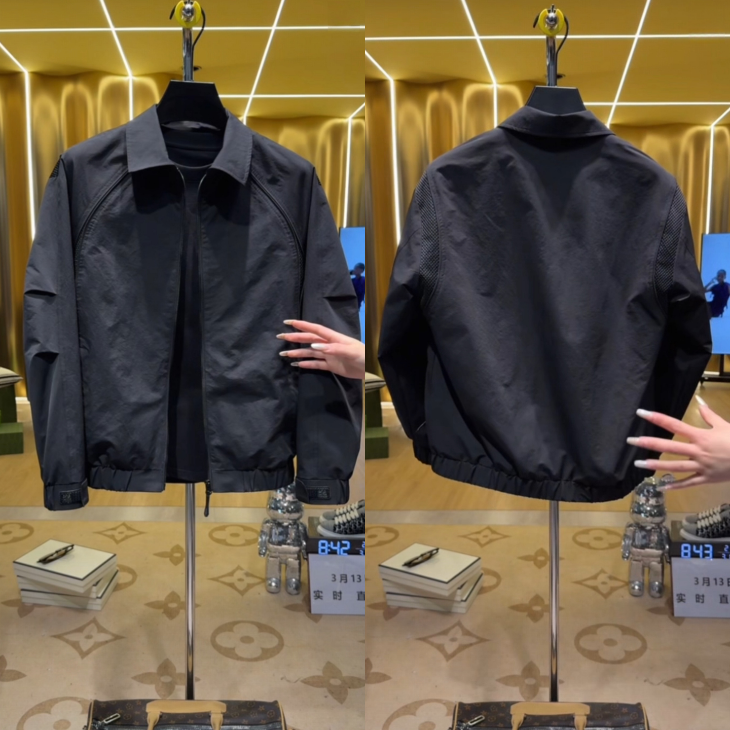 春季高级感轻奢老钱风翻领夹克外套男士休闲百搭黑色户外酷帅外套