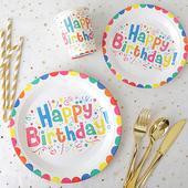 彩色气球儿童派对生日一次性7寸10寸餐盘纸杯甜品台装 饰刀叉布置