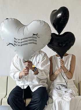 白色ins爱心气质桃心铝膜气球求婚表白女孩婚礼场景拍照道具装饰