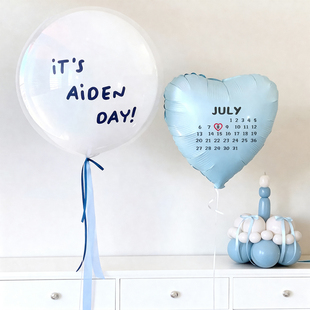 定制日历爱心形气球ins风生日派对纪念日期背景装饰用品拍照道具