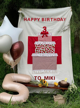 手工布艺字母定制蛋糕花边挂布蝴蝶结数字周岁生日拍照道具装饰品