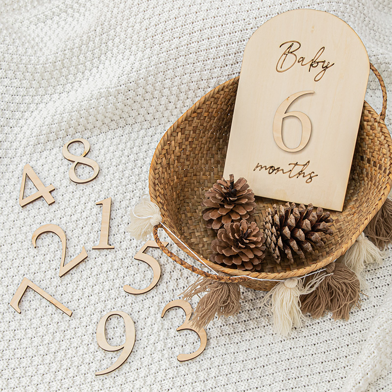 森系宝宝成长记录木牌孕期摆拍道具婴儿满月周岁场景布置装扮拍照