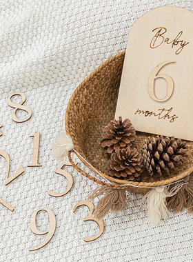 森系宝宝成长记录木牌孕期摆拍道具婴儿满月周岁场景布置装扮拍照