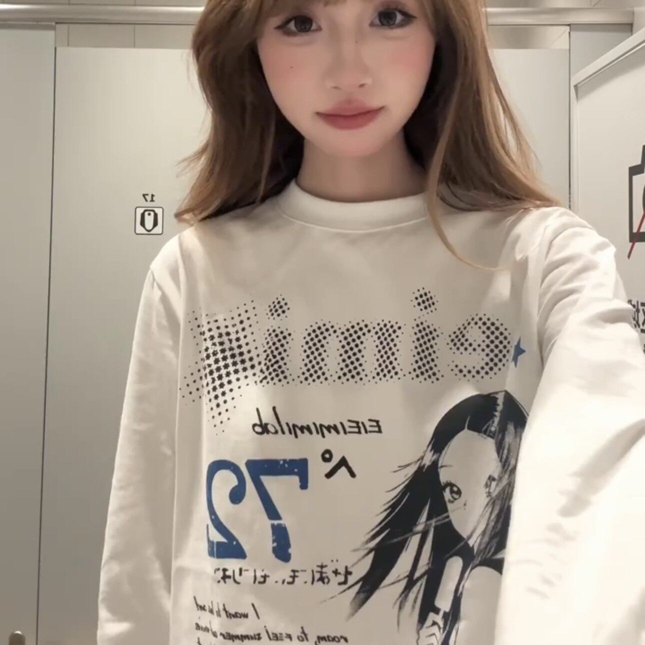 美式y2k涩谷女孩印花纯棉