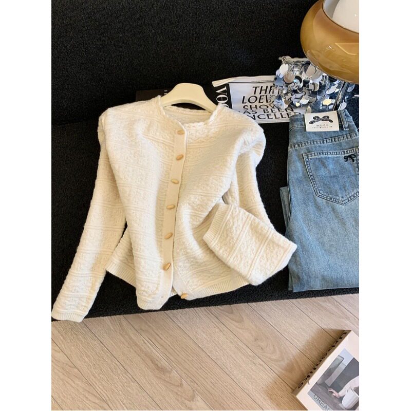 韩版镂空花边领针织衫女