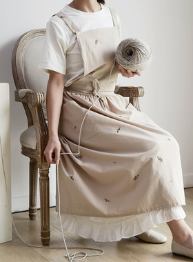 韩式日系纯棉麻围裙花店工作服围兜厨房围裙罩衣微瑕疵瑕疵品处理