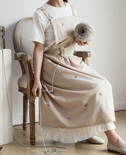 韩式棉麻围裙花店工作服厨房日系