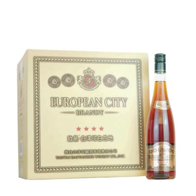 烟台欧邑白洋河四星白兰地葡萄酒洋酒烘焙烹饪40度700mlx6瓶装