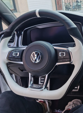 大众高尔夫7.5Rline尚酷途观poloGTI速腾凌度GTS专用手缝方向盘套