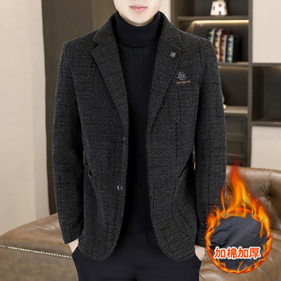 青年高端双扣休闲小西装 加厚2025新款 外套单件 毛呢西服秋冬季 男士