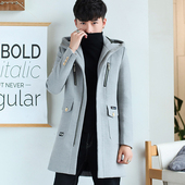 呢子大衣韩版 秋冬帅气毛呢冬季 潮流呢子男装 风衣男中长款 冬装 外套