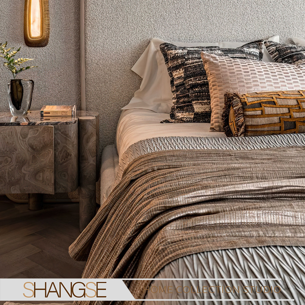 软装样板间靠垫客厅床品12件套