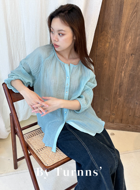 By turnns｜微醺｜天丝棉复古文艺透气褶皱衬衫防晒开衫