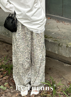 By turnns｜腰果花｜宽松民族风腰果花阔腿休闲裤垂感长裤