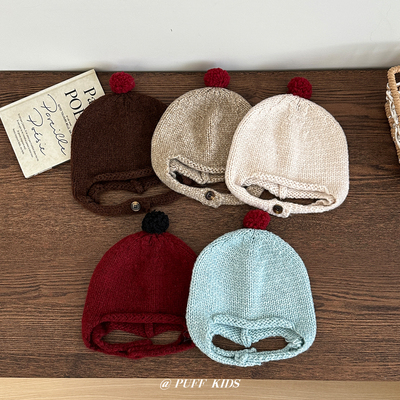 宝宝帽子ins韩版秋冬季可爱毛球针织帽男女童加厚保暖护耳毛线帽