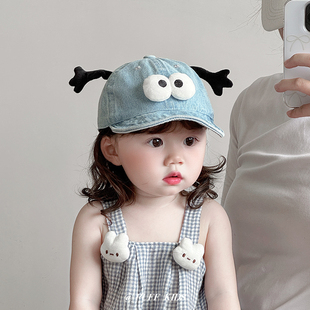 牛仔鸭舌帽可爱软檐棒球帽男女宝婴幼儿遮阳防晒帽 宝宝帽子春秋季