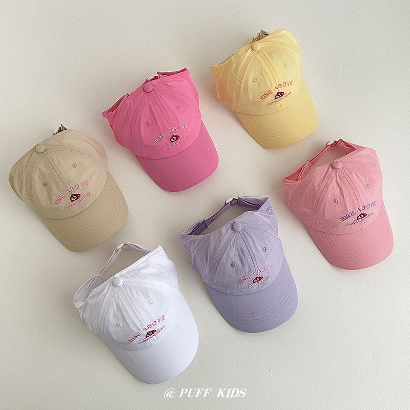 儿童帽子夏季薄款遮阳防晒速干鸭舌空顶帽男女宝宝出游可爱太阳帽