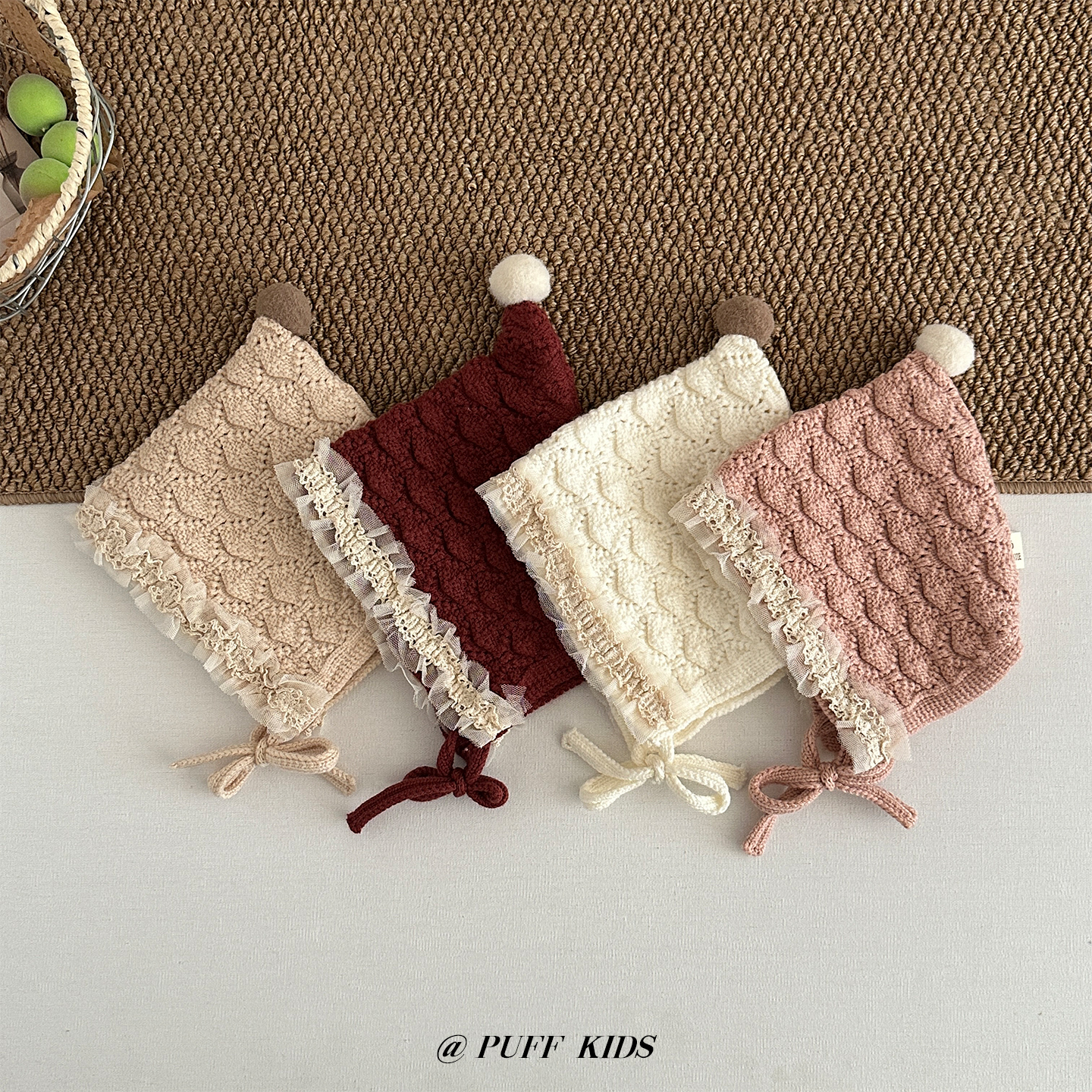 婴儿毛线帽秋冬季女宝宝针织护耳帽女童公主加厚保暖毛线精灵帽冬