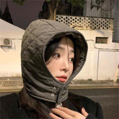 ins韩国大头围防寒帽女休闲百搭飞行帽加厚羽绒雷锋帽骑行护耳帽