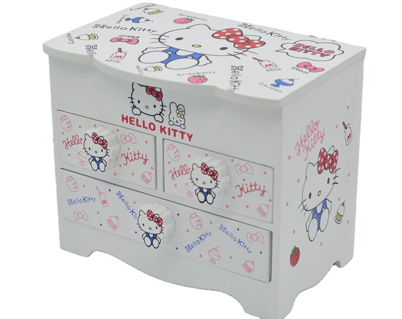 生日礼物hellokitty收纳盒带镜kt猫童趣女孩寝室首饰盒书桌收纳