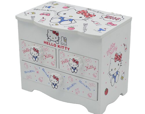 生日礼物hellokitty收纳盒带镜kt猫童趣女孩寝室首饰盒书桌收纳