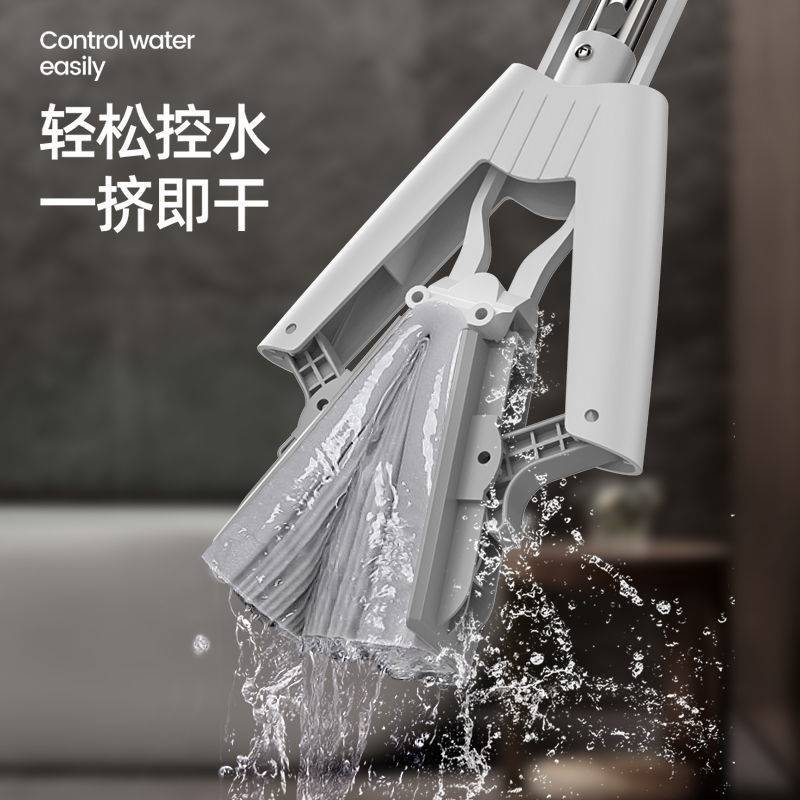 扦拉地把海绵拖把免手洗干湿两用对折式家用懒人拖把大号胶棉吸水
