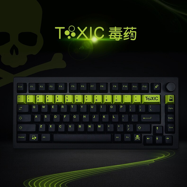 gmk toxic荧光绿配色五面热升华键帽pbt原厂高度129键