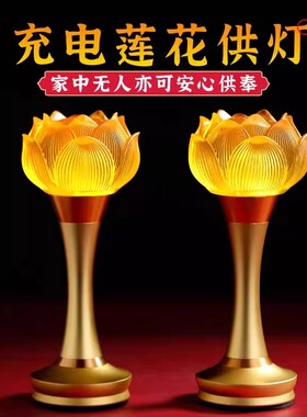2026新款莲花灯家用供佛一对长明灯观音led琉璃菩萨充电佛前供灯