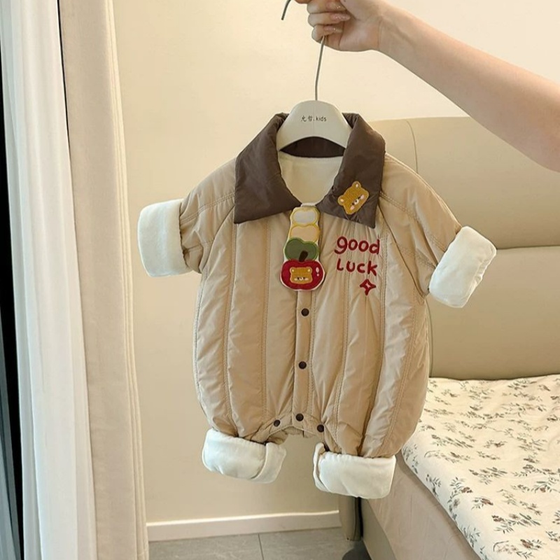 婴儿爬服秋冬新款男宝宝加厚连体