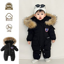 连身服 洋气长款 婴儿羽绒服新生幼儿冬季 加厚保暖连体衣男宝宝韩版