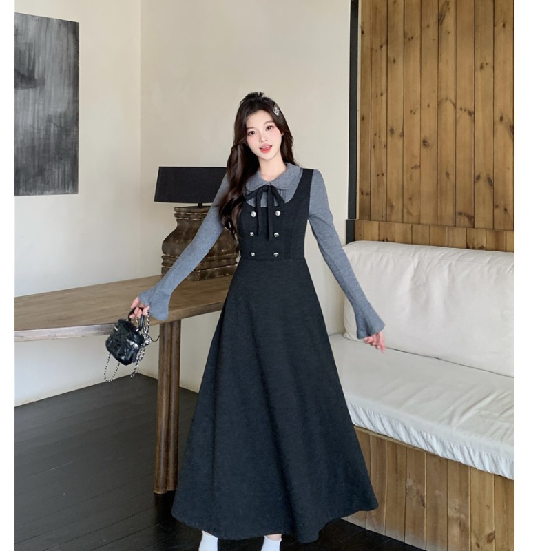 针织连衣裙秋冬新款设计感a字裙