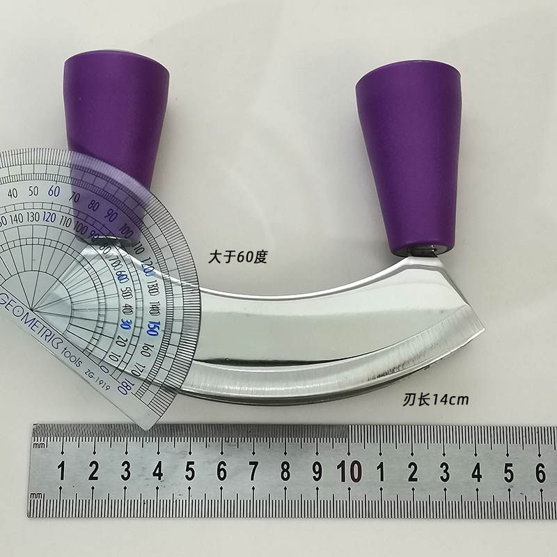 欧洲原单5.5”双刃香草刀不锈钢chopper碎扎奶酪弯月锋利双切刀
