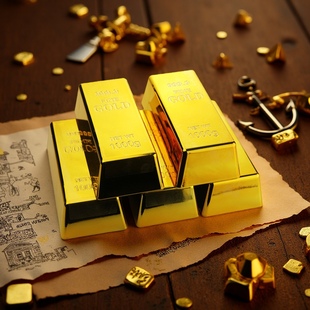 仿真金条金砖活动道具摆件海盗宝藏银行假金块模型样品柜台装饰品