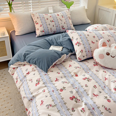 田园清新小碎花水洗棉床单四件套