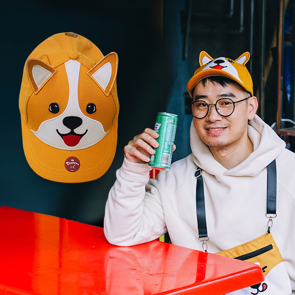 原创黄柴犬柯基情侣日系防晒狗狗大头调节鸭舌棒球帽遮阳帽男帽子