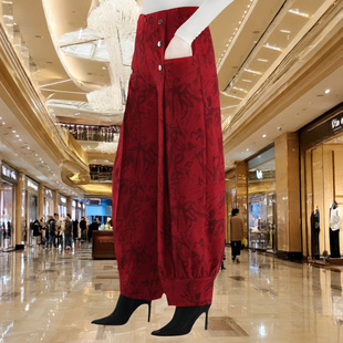 天香缘本命年灯笼裤女2026年春秋高腰时尚花苞裤红花广场舞裤230Q