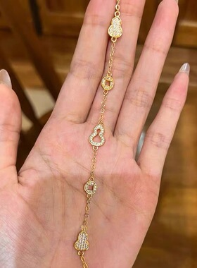 福禄生财~新中式沙金葫芦铜钱手链女轻奢小众精致2026年新款手饰
