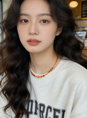 高级感甜美风手工串珠锁骨链