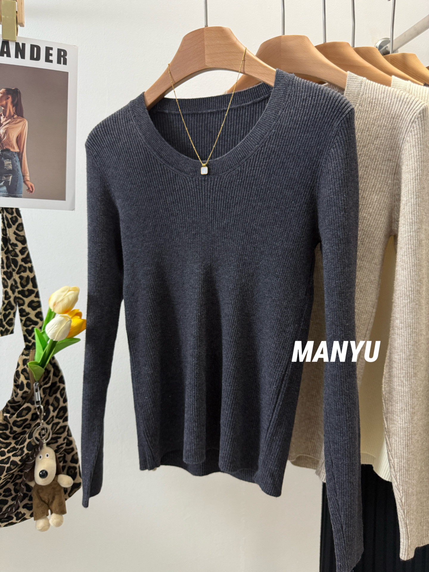 MANYU超美内搭修身长袖针织衫
