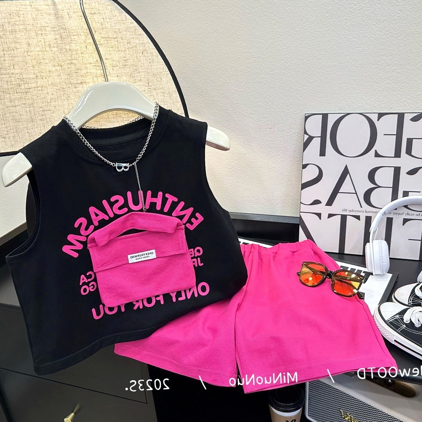 夏季新款男童套装字母帅气背童装儿童心T恤短裤韩版洋气百搭上衣