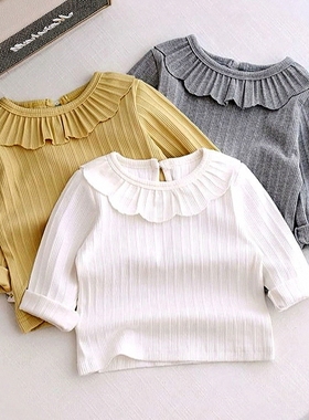 春秋打底衫女宝宝打底一亲子恤时尚白色新款长袖韩版女童上衣