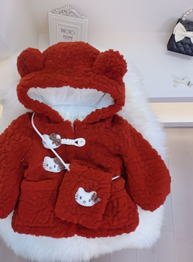 【原版实体店品质】女童甜美外套亲子装羊羔衣服连帽洋气公主休