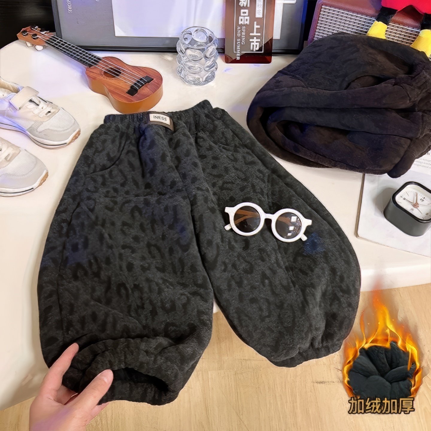 原版实体店品质】男亲子女童加绒加厚豹纹洋气灯笼裤2026秋冬季新